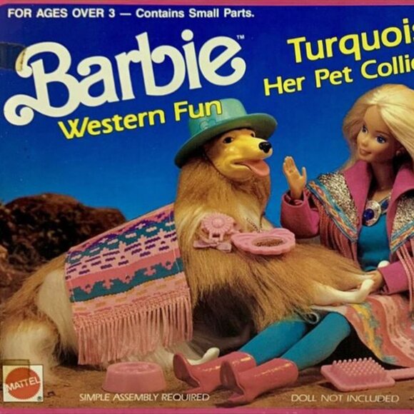 Western Fun Barbie Pet Collie "Turquoise" Dog 1989 Vintage Mattel - Picture 6 of 6